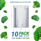 Amiff Silver Thermal Bubble Mailer, 5 x 9 Inches. 10 Pack Metallic Bubble Mailers. Self-Seal Insulated Mailers for Cold Shipping. Padded Envelopes Waterproof. Thermal Bag for Food, Cosmetics