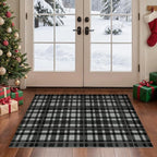 GENIMO Checkered Rug 3x5 Ft Black and White Fine Plaid Outdoor Rug Buffalo Plaid Rugs Mat Fall Doormats Washable Rug for Front Porch Decor Indoor Entrance Patio Balcony Entryway