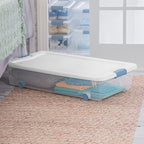Sterilite 8-Pack Latching Box, Under Bed Storage Bins with Lids, Clear Plastic, 56 Quart - Heavy-Duty Organizing Containers for Closet, Bathroom, and Office