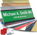 Custom Name Plate for Doors, with Choice of Mounting Holders for Walls, Doors, Cubicles, Hanging and More - Personalized Green Plastic White Letters - USA Made 2x6 - B6