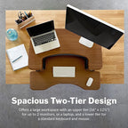 Vari VariDesk Pro Plus 36 Standing Desk Converter – 11 Height Settings + Spring Lift, 2 Tier Design, Keyboard Tray, Fits Desktops 36” Wide x 26.5" Deep – Delivers Fully Assembled (Walnut)