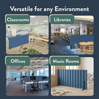 Angeles 48" x 6' Quiet Divider With Sound Dampening Panels, Freestanding Room Divider Wall, Blue