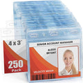 Mifflin-USA Card Protector (4x3 Inch, Clear, Bulk 250 Pack) Quick Load Horizontal No Zipper Name ID Badge Holder