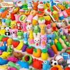 Moosia 120 Pack Animal Pencil Erasers for Kids, 3D Mini Puzzle Take Apart Erasers, Desk Pets & Treasure Box Toys, Bulk Party Favors, Classroom Prizes, School Supplies, Gift for Boys & Girls