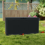 Yardgrace 100 Gallon Outdoor Storage Box Waterproof, Resin Deck Boxes with Lockable Lid & UV-Resistant for Patio, Pool, Garden Furniture Cushions & Accessories, Black