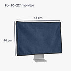kwmobile Dust Cover for 20-22" Monitor - Linen Monitor Display Protector - Protect Your Computer Screen - Blue Grey