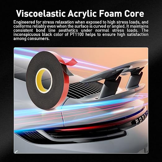 Automotive Acrylic Plus Attachment Tape 0.39" x 18Ft Made of 3M Pack of 2 Double Sided Tape PT1100 Heavy Duty for Moldings Claddings Panels Pads and Other Car Automotive Applications