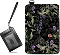 BWEGRHE Small Travel Wallets, Wild Flower Hummingbird Slim Minimalist Front Pocket Wallet with Wristlet, RFID Blocking PU Leather Credit Card Holder with ID Window Change Purse for Men Women