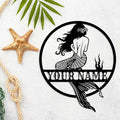 Custom Personalized Mermaid Name Metal Sign, Mermaid Wall Decor, Beach Theme Decor, Girls Room Decor, Metal Wall Art (Style-4)