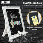 Better Office Products Framed Tabletop Chalkboard Sign, 9.5" x 14", Rustic Wood Frame, Small Magnetic Chalkboard with Built-in Ledge and Folding Stand, One White Chalk Marker Included,(Whitewash)
