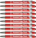 HEYZARDA Personalized Pens with Name Text Logo Custom Ballpoint Pen for Business Office Events with Stylus for Touchscreen 20 Pcs Red