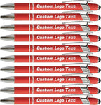 HEYZARDA Personalized Pens with Name Text Logo Custom Ballpoint Pen for Business Office Events with Stylus for Touchscreen 100 Pcs Red