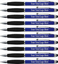 SyPen Personalized Pens With your Custom Logo or Text-300 Pack Bulk-for Businesses, Parties, and Events, 2 in 1 Ballpoint Pen & Stylus Compatible with Touchscreen Devices, Blue Barrel, Black Ink