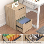 FATIGOS Wood File Cabinet 2 Drawer Filing Cabinets with Hanging Bars for Letter Size, Wooden Samll Vertical Filing Cabinet for Home Office, Oak