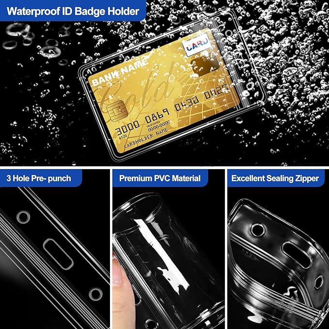 200 Pcs Clear Plastic Vertical Name Badge ID Card Holders