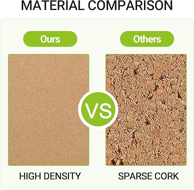 AKTOP Cork Board Bulletin Board 17"x8", 1/2" Thick Cork Board Tiles 6 Pack, Small Pin Board for Wall Decor, Self Adhesive Corkboards with 60 Push Pin Wood Clips for School, Home & Office