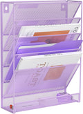 Kuntine.B 6-Tier Wall File Organizer Hanging File Organizer Cubicle Organizer Wall File Holder for Office Home (Purple, 6 Tier)