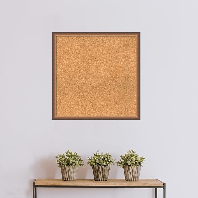 Amanti Art Natural Cork Board for Wall, 30x30 Vision Board with Bronze Frame, Large Corkboard Office Decor for Home Organization, Modern Corkboard Pinboard to Display Items for Home Organization in