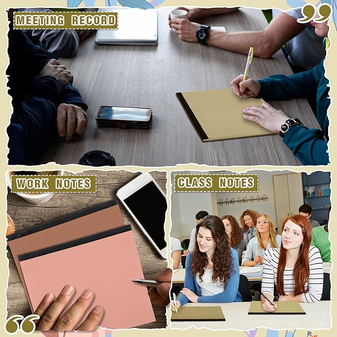 Lincia 6 Pcs 11" x 9.5" Legal Pads College Ruled Notepad Landscape Notebook Horizontal Lined Notebook 80 Gsm Assorted Colors Paper Pastel Writing Pads for School Office, 40 Sheet (Stylish Color)