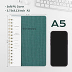 Spiral Notebook-5.75" x 8.125" College Ruled Journal with Inner Pockets and 160 Pages,PU Leather Cover Business Journal, Twin-Wire Binding Notebook Perfect for Office & Home School Supplies Green