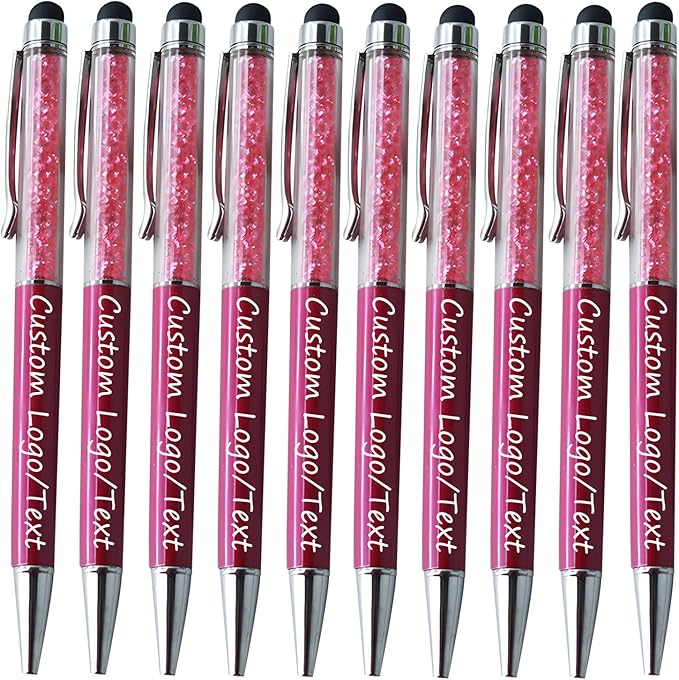 Yucold Customized Pens with Name/Logo - Touch Screen Stylus Ballpoint Pen, Perfect for Weddings, Business & Personalized Gifts (Wine red,100)