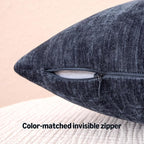 Amazon Basics Chenille Throw Pillow Covers, Home Decor Cushion Cover for Bedroom Living Room Couch Bed, 16" W × 16" L, Navy Blue