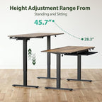 Agilestic Height Adjustable Desk with Keyboard Tray, 63 x 24 Inches Electric Standing Desk, Stand up Computer Table with Memory Preset, Modern Lift Motorized Gaming Workstation, Rustic Brown