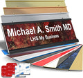Personalized Name Plate with Choice of Mounting Holders for Walls, Doors, Cubicles, Hanging and More - Custom Gloss Rustico Granite Plastic White Letters - USA Made 2x10 - S2