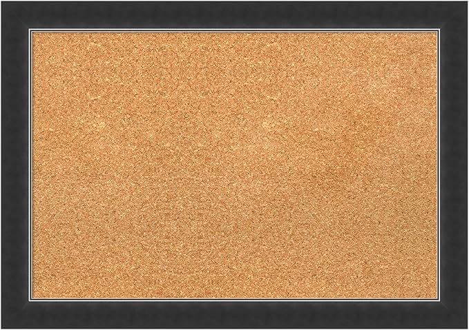 Amanti Art Natural Cork Board for Wall, 19x27 Vision Board with Black Wood Frame, Medium Corkboard Office Decor for Home Organization, Modern Contemporary Corkboard Pinboard to display items for home