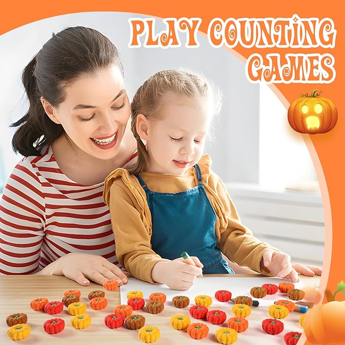 44Pcs 3D Pumpkin Erasers Bulk, Halloween Fall Mini Erasers for Student Classroom Prizes, Game Reward,Treasure Box,Trick or Treats, Goody Bag Filler,Party Favors (44PCS)