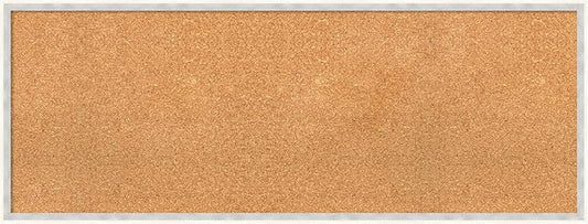 Amanti Art Natural Cork Board for Wall, 17x45 Vision Board with White Frame, Oversize Corkboard Office Decor for Home Organization, Modern Corkboard Pinboard to Display Items for Home Organization in