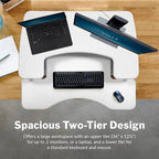 Vari Varidesk Pro Plus 36 Standing Desk Converter – 11 Height Settings + Spring Lift, 2 Tier Design, Keyboard Tray, Fits Desktops 36” Wide x 26.5" Deep – Delivers Fully Assembled (White)