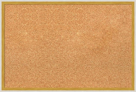 Amanti Art Natural Cork Board for Wall, 17x25 Vision Board with White Frame, Medium Corkboard Office Decor for Home Organization, Modern Corkboard Pinboard to Display Items for Home Organization in