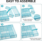 Marbrasse Expandable Desk Drawer Organizer, Mesh Drawer Organizer Tray with 10 Adjustable Compartments, Desk Organizers and Accessories for Office Supplies, Makeup & Vanity (Expandable-Blue)