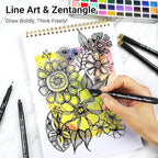 KERIFI Micro Fineliner Drawing Pens for Artists, 16 Black Fine Liner Markers, Waterproof Archival Ink Multiliner Pens, Technical Mandala Zentangle Book Accessories, Art Supplies Stuff Gifts for Adults