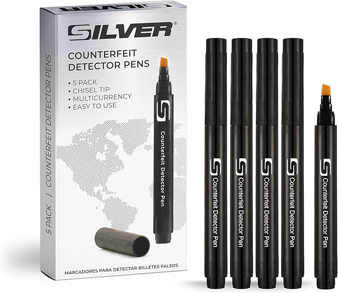 AccuBANKER D450 Counterfeit Money Checker Machine with Magnetic, Infrared, Watermark and Micro-Printing Detection & 5-Pack Counterfeit Bill Detector Pens Bundle