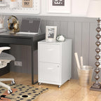 SteeLoong 2 Drawer File Cabinet with Lock，White Rolling File Cabinet for Home Office, Metal Small Mobile Filing Cabinets on Wheels for Hanging Letter