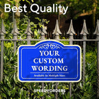 Custom Decorative Outdoor Metal Sign - Personalized Aluminum Driveway Sign, Waterproof, Made In USA - Design 1 Blue Steel 24x18 In