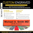 Engraved Door Signs for Office Personalized Orange Plastic Door Plaque Black Letters - Made in USA 2x6 B11
