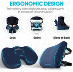 FORTEM Seat Cushion, Office Chair Cushion, Lumbar Support Pillow for Office Chair, Memory Foam Sciatica Coccyx Tailbone Pressure Pain Relief, Car Sitting Pad, Washable Non Slip, XL