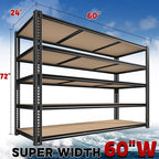 ROOMFAVE 60" W Garage Shelving 72" H Metal Shelving 3500LBS Storage Shelves Heavy Duty 5 Tier Adjustable Shelving Unit for Storage Rack Pantry Shelf Commercial,60" W x 24" D x 72" H
