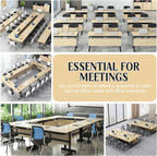JEHUJD Conference Table,55.1''Folding Conference Room Table for 4-12 People,Mobile Flip Top MeetingTraining Table with Different Coulor and Styles for Offices, Classrooms,Meeting Room (2, 61''G)