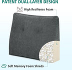 TANYOO Back Support Pillow for Recliner Soft Dual Layer Lumbar Support Pillow with Memory Foam Shreds Ergonomic Orthopedic Couch Back Cushions for Elderly Lower Back Pain Relief Dark Grey