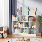 Cozy Castle White Bookshelf, 3-Tier Open Shelf Bookcase, 10 Cube Storage Organizer with Anti-Tilt Device, Freestanding Horizontal Bookshelf Cube Shelf for Bedroom, Living Room