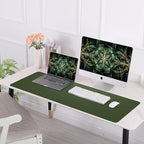 Leather Desk pad Protector, Large Desk mat with Natural Cork & PU Leather,Mouse pad,Non-Slip Office Desk Mat,Waterproof Desk Writing Pad for Office and Home (47in*17in,Military Green)