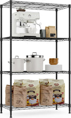 M MZG 1000 lbs Storage Shelving Steel Heavy Duty 4-Tier Utility Shelving Unit Steel Organizer Wire Rack for Home,Kitchen,Office (13.7" D x 29.5" W x 47.2" H)
