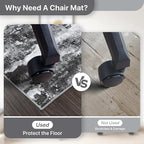 Office Chair Mat for Hardwood Tile Floor, Abstract 48"X 60" Desk Mats for Office Chair on Rolling Chairs Carpet, Desk Anti-Slip 1/5" Thick Rug for Computer Chair, Thin Low-Pile Floor Mat, Dark