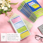 Sinmoe 10 Pcs Spiral Bound Phone Message Book with Carbon Copy 5-1/2" x 11" 2 Part Colorful Carbonless Telephone Message Pads Duplicate Spiral Phone Call Log Book for Business Office (Green,Blue)