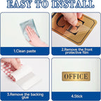 The Office Sign for Home and Business Door，Self-Adhesive Waterproof and Fade-Resistant Brushed Gold Office Sticker for House，Business，Door, Window