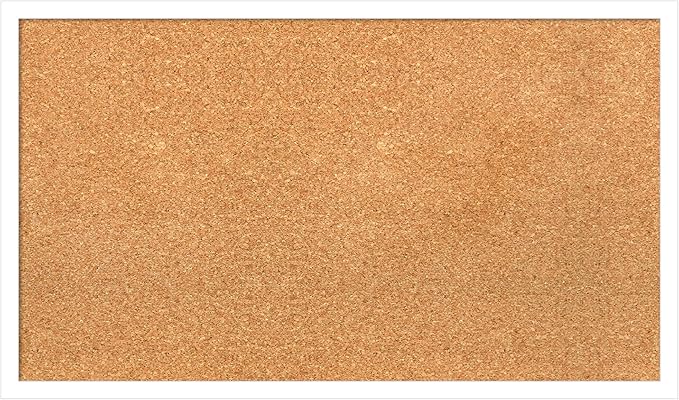 Amanti Art Natural Cork Board for Wall, 17x29 Vision Board with White Frame, Medium Corkboard Office Decor for Home Organization, Modern Corkboard Pinboard to Display Items for Home Organization in